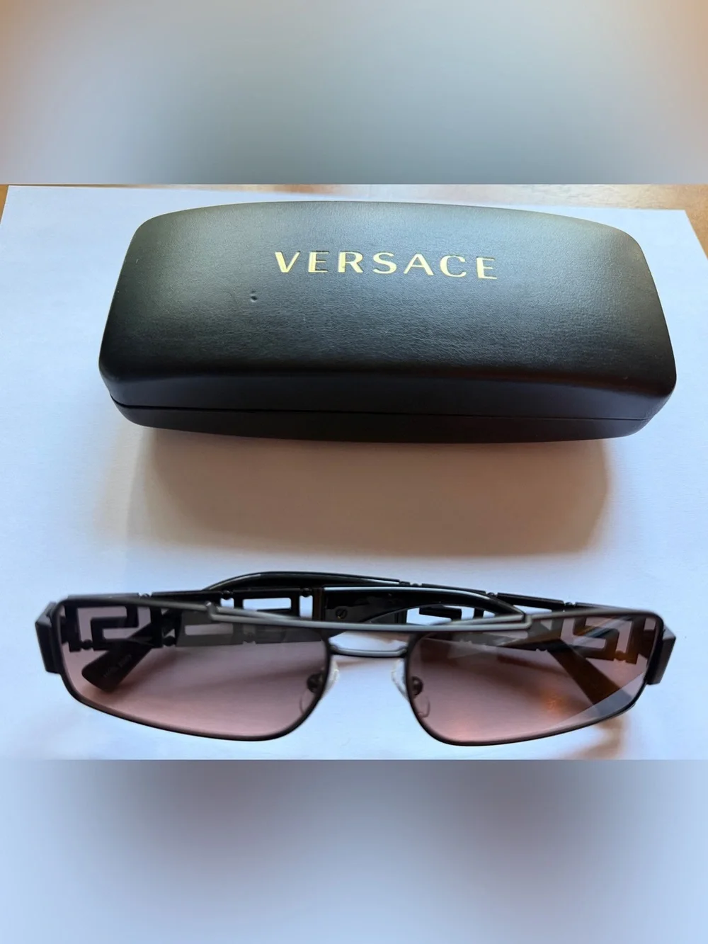 Versace Unisex Rectangular Logo Cutout Sunglasses VE2257